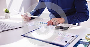 Business Accountant Using Finance Chart Document