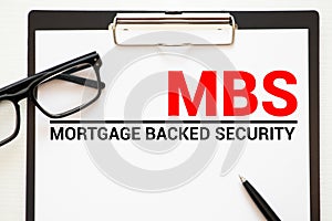 Business Acronym MBS as Mortgage Backed Security