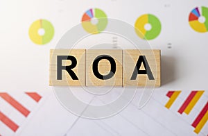 Business Acronym ROA, Return on assets, business investment concept