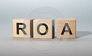 Business Acronym ROA, Return on assets, business investment concept