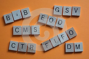 Business acronyms in 3d wood letters