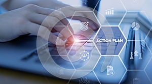 Business action plan concept. Business annual plan and development for achieving target.