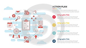 Business action plan concept for infographic template banner with four point list information