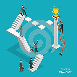 Business advantage isometric flat vector concept.