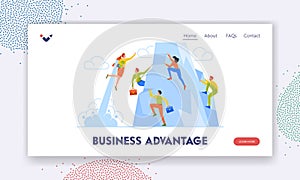 Business Advantage Landing Page Template. Fast Career Boost Or Win Competition, Agility, Innovation Vector Illustration