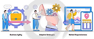 Business agility, adaptive strategies, market responsiveness concept with character. Agile business abstract vector illustration