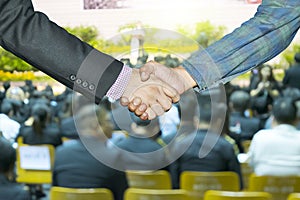 Business agreement between capitalists and entrepreneurs photo
