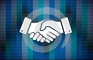 business agreement handshake binary background