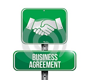 business agreement handshake road sign