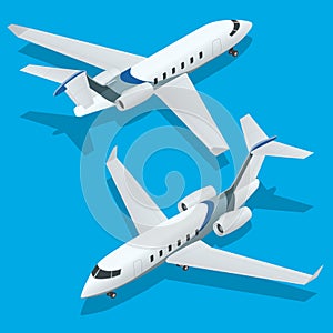 Business aircraft. Corporate jet. Airplane. Private jets. Flat 3d Isometric vector illustration for infographics