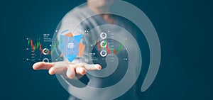 Business analysis and Data Management System. Analyzing and development at various information on futuristic virtual interface