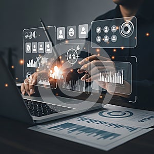 Business Analysis and Data Visualization on a Digital Interface concept