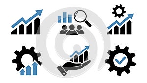 Business analysis icon set Marketing research icon