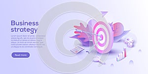 Business analysis isometric vector illustration. Growth strategy
