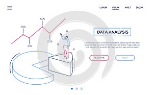 Business analysis- line design style isometric web banner