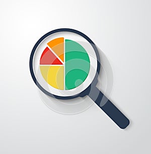 Business analysis magnifying glass icon