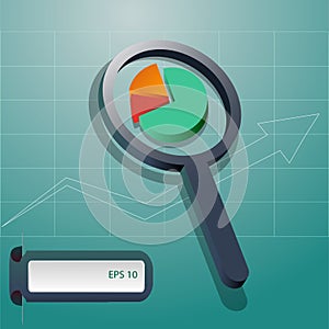 Business analysis magnifying glass icon eps 10