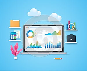 Business analysis vector illustration in 3D style