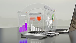 Business Analyst Using Computer and Dashboard for Data Analysis and Management System with KPI