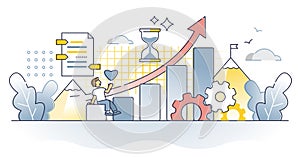 Business analytic graphic with financial company growth data outline concept