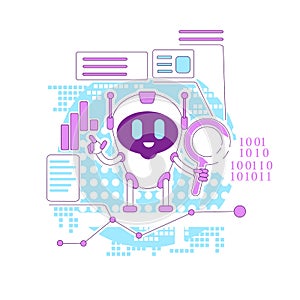 Business analytics bot thin line concept vector illustration