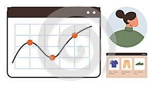 Business Analytics Chart, User Profile, and Online Shopping Elements for Data and E-Commerce