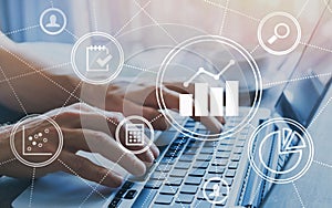 Business analytics concept with digital data  diagrams and charts, finance