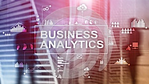 Business analytics concept on double exposure background