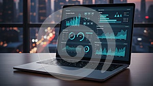 Business Analytics Dashboard Displayed On Laptop Screen 4k ai