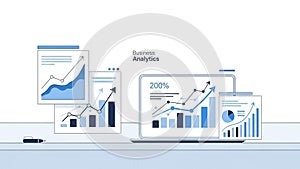 Business Analytics Dashboard with Graphs and Data Charts