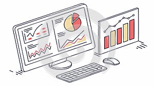 Business Analytics and Data Visualization, Desktop Dashboard, vector design Generative AI