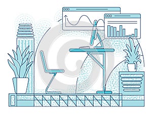 Business analytics empty office outline vector illustration