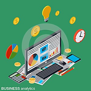 Business analytics, financial report vector concept