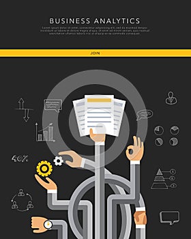 Business analytics flat template, vector