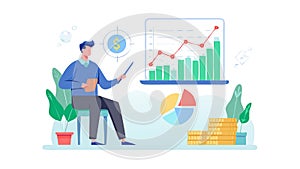 Business Analytics Growth Icon, Data Reporting, Financial Progress, vector design Generative AI