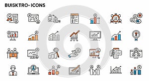 Business Analytics and Growth Icons Set
