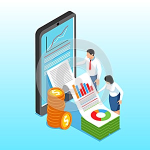 Business analytics illustration in isometric view