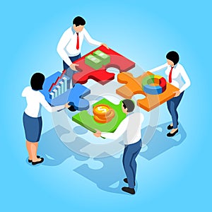 Business analytics illustration in isometric view