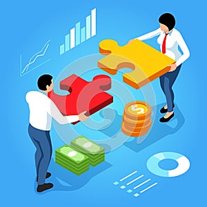 Business analytics illustration in isometric view