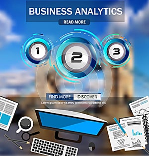 Business Analytics Infograph template with multiple choices