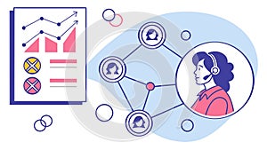 Business Analytics & Network, Digital Communication, vector design Generative AI