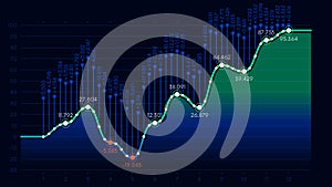 Business analyzing financial statistics display, data visualization, vector background