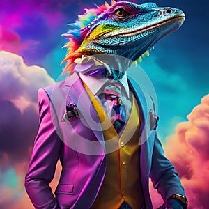 Business anthropomorphic lizzard in a suit
