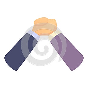 Business arm wrestling icon, cartoon style