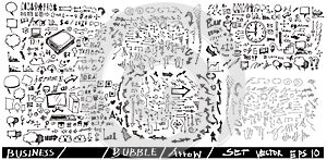 Business arrow bubble set doodles EPS10
