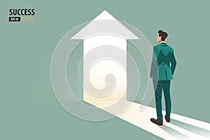 Business arrow concept with businessman contemplate to be success