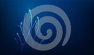 business arrow leader up to success technology on blue dark background. strategy inovation growth. solving path to goal. network photo