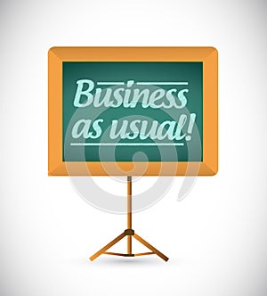 Business as usual message on a wood chalkboard photo