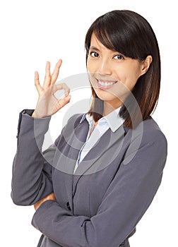 Business asian woman with ok hand sign