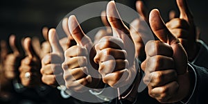 Business Associates Signal Accord by Raising Their Thumbs in Agreement During the Meetin